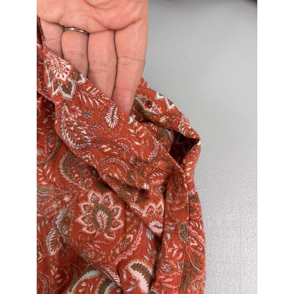 J. Jill women's XL burnt orange paisley tiered 3/4 sleeve prairie maxi dress - Picture 10 of 11